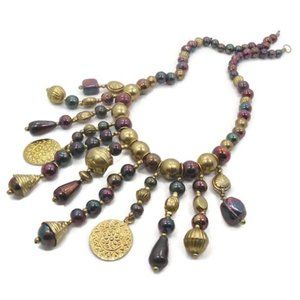Gypsy Necklace, Boho Necklace, Vintage, Beaded, Statement Bib, Bohemian